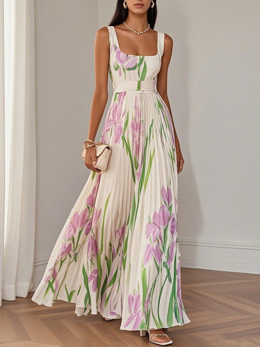 Brooklyn | Damen Boho Blumen Fließendes A-Linien Kleid