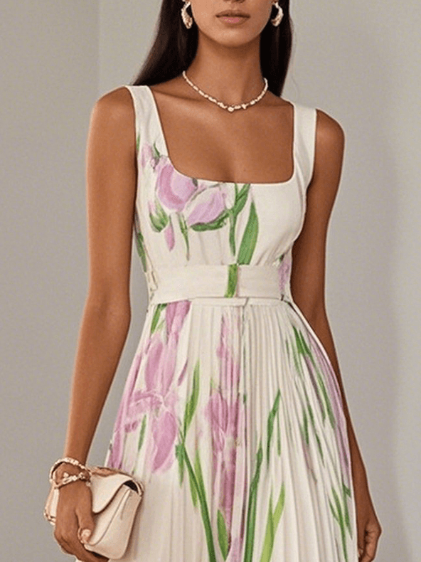 Brooklyn | Damen Boho Blumen Fließendes A-Linien Kleid