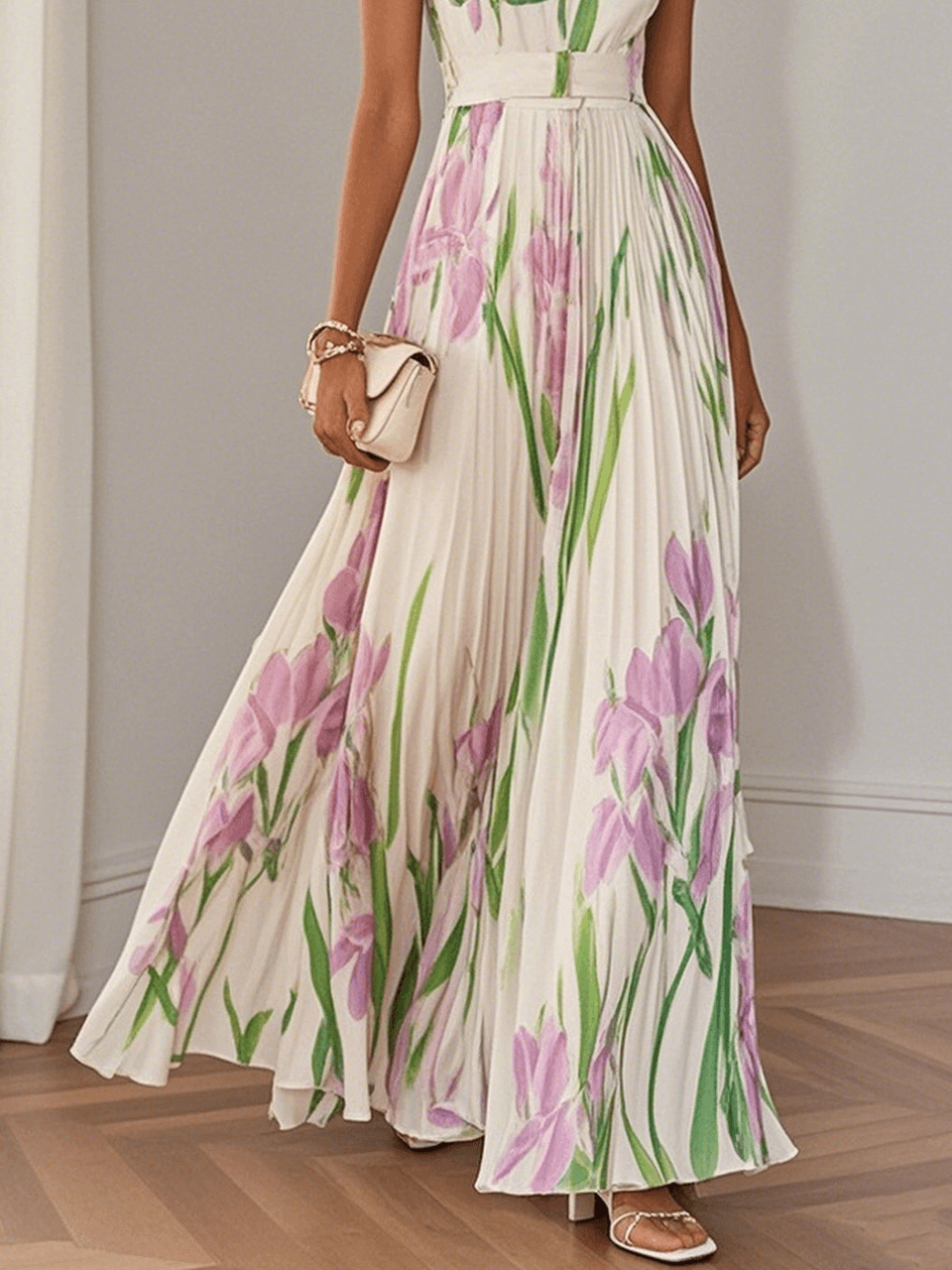 Brooklyn | Damen Boho Blumen Fließendes A-Linien Kleid