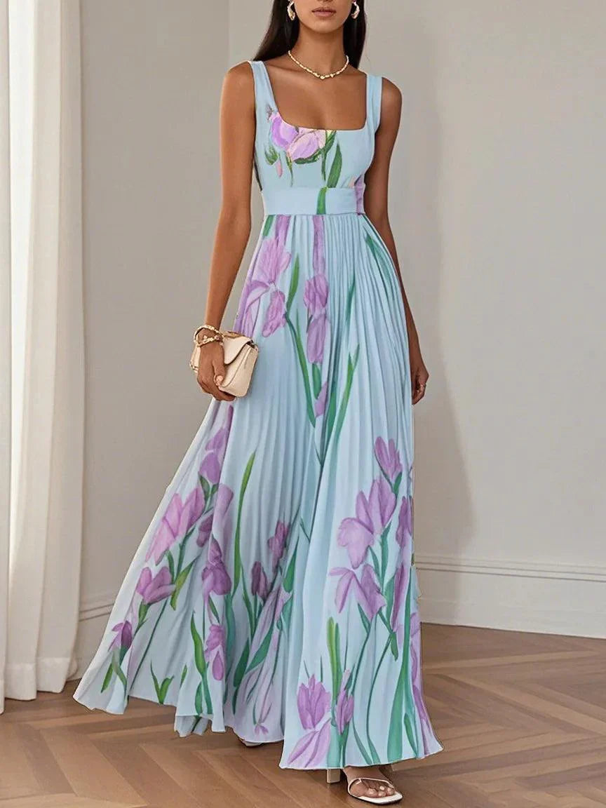 Brooklyn | Damen Boho Blumen Fließendes A-Linien Kleid
