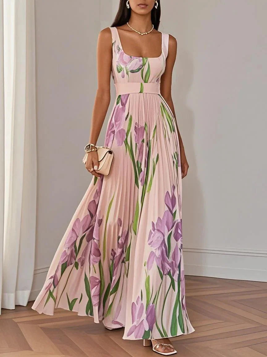 Brooklyn | Damen Boho Blumen Fließendes A-Linien Kleid