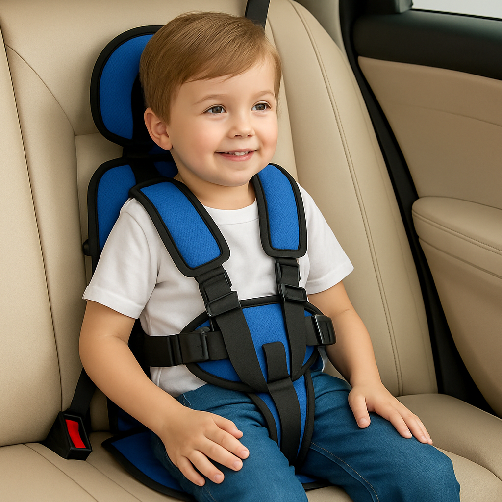 Portabler Autositz für Kinder, Sicher, Kompakt, Faltbar, Gurt