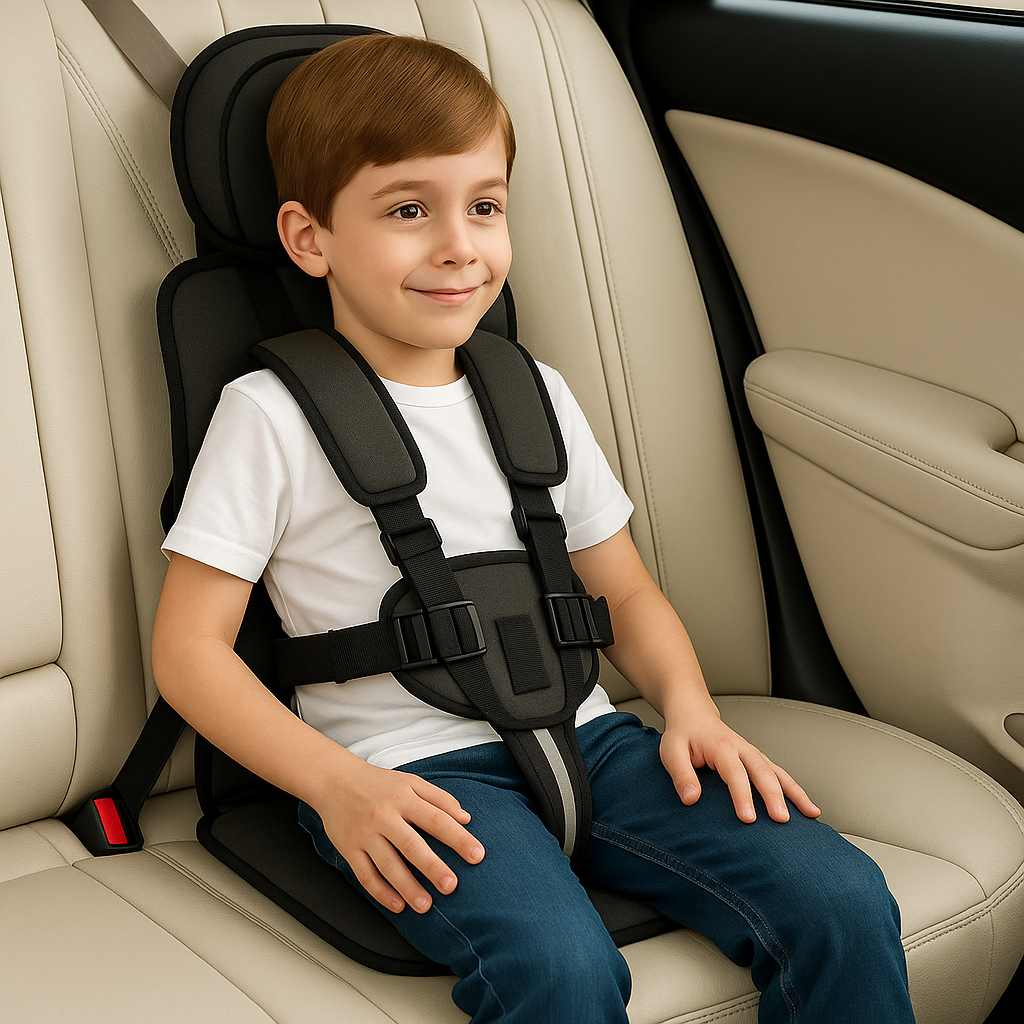 Portabler Autositz für Kinder, Sicher, Kompakt, Faltbar, Gurt