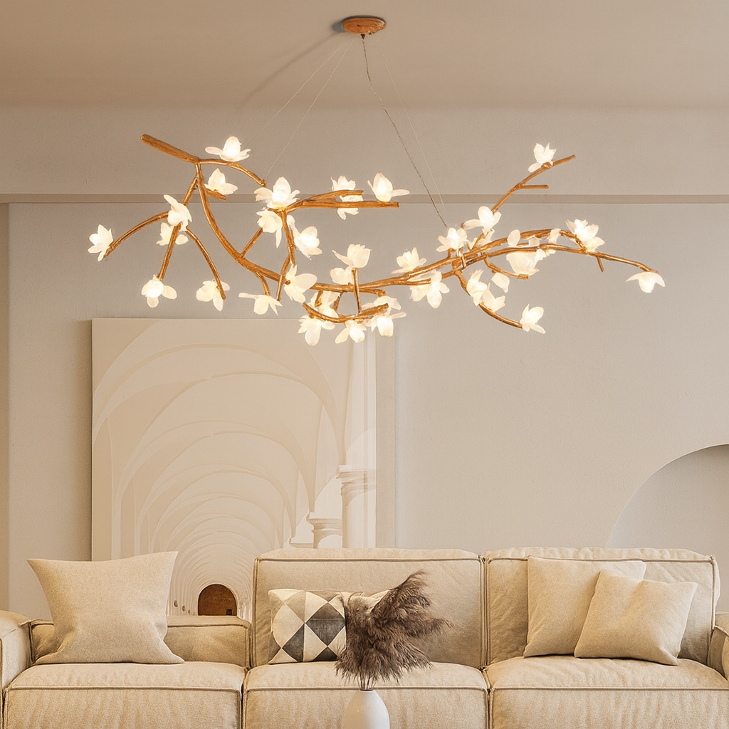 Tree branch chandelier