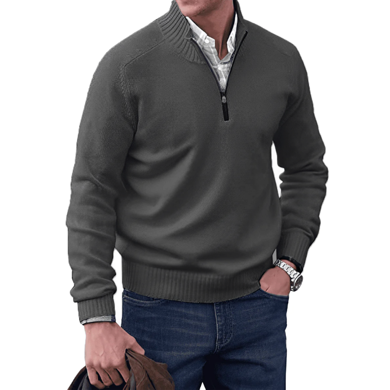Herren Viertelzip-Pullover - Winter - Pullover - Strickpullover - Herren Halbzip-Pullover