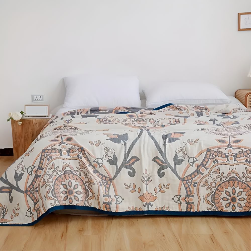 Floral pattern cotton blanket