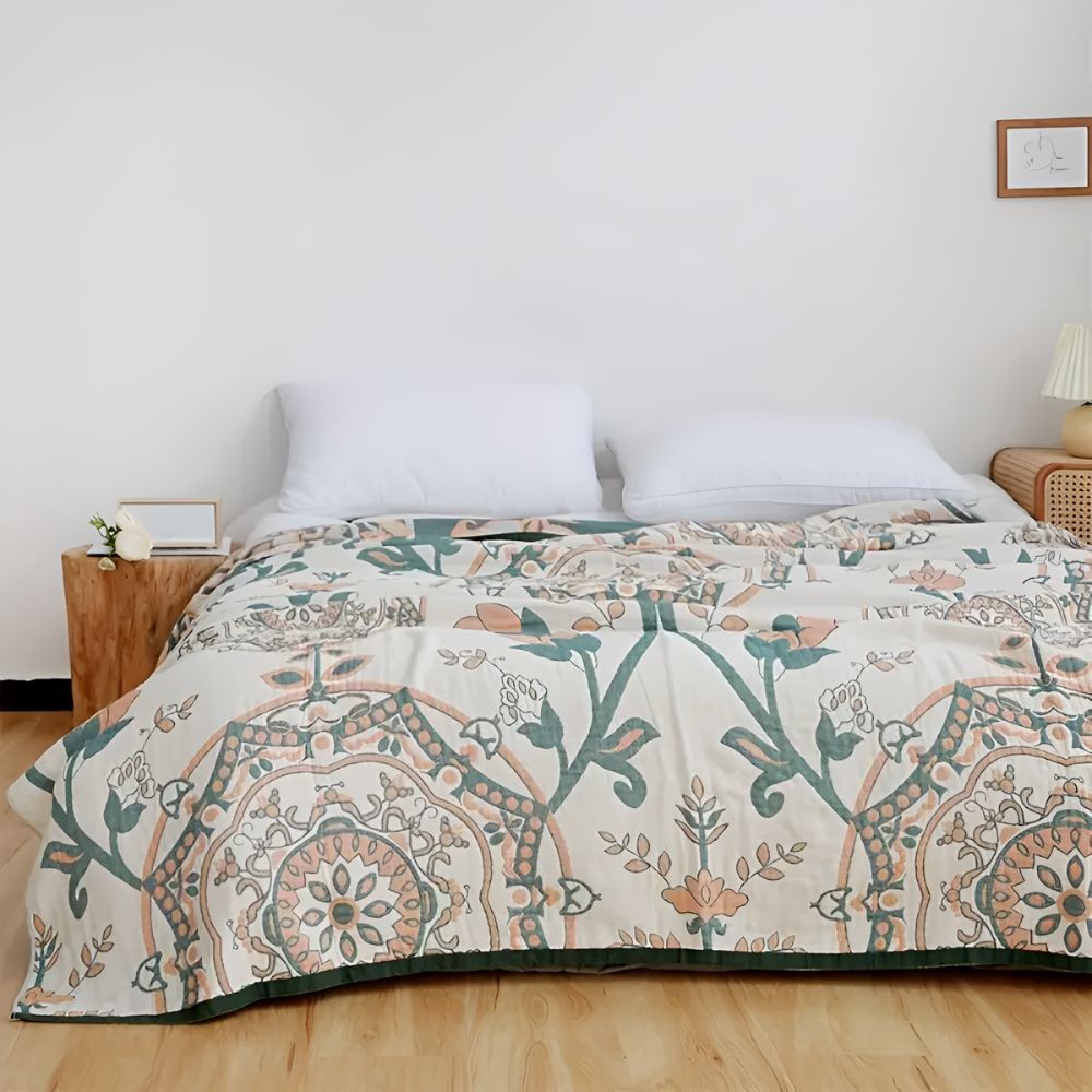Floral pattern cotton blanket