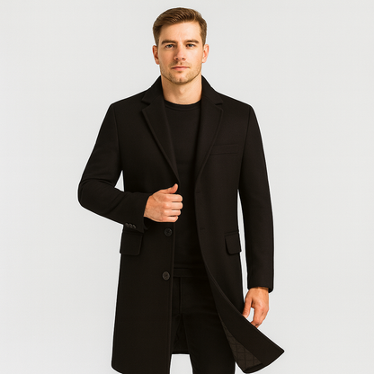 Wollmantel | Mittellang | Einreihig | Winter-Trenchcoat | Herren-Winterjacke