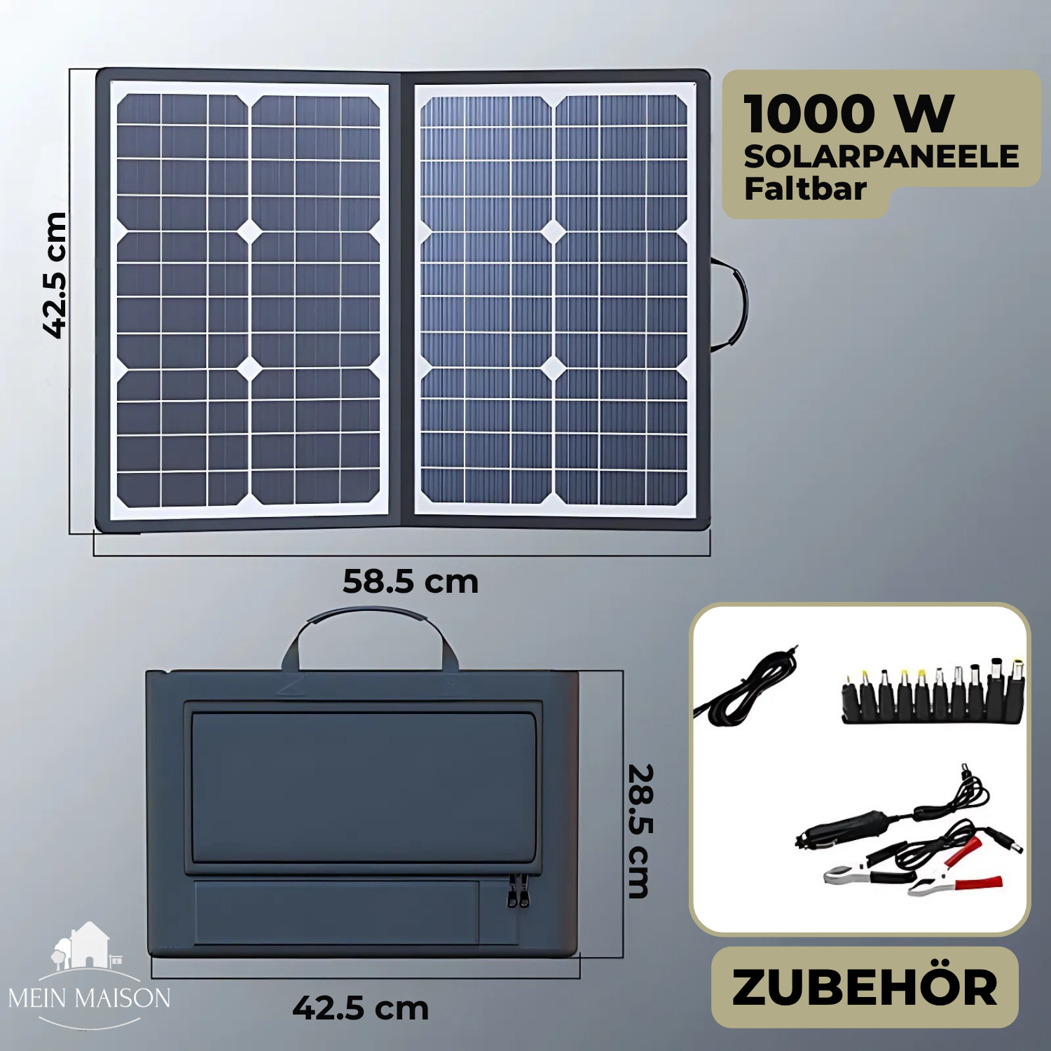 SolaraX 1000W Faltbares Solarpanel-Kit | Komplettset mit MPPT & USB/Type-C | Für Camping, Auto, Boot & Wohnwagen