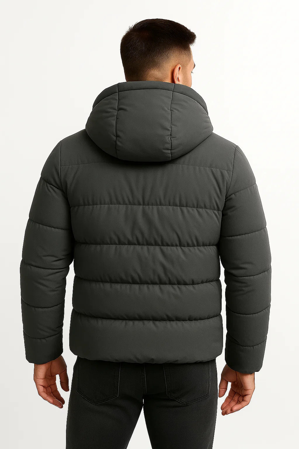 Herren Pufferjacke mit Kapuze – Isolierte Baumwollmischung Winterjacke