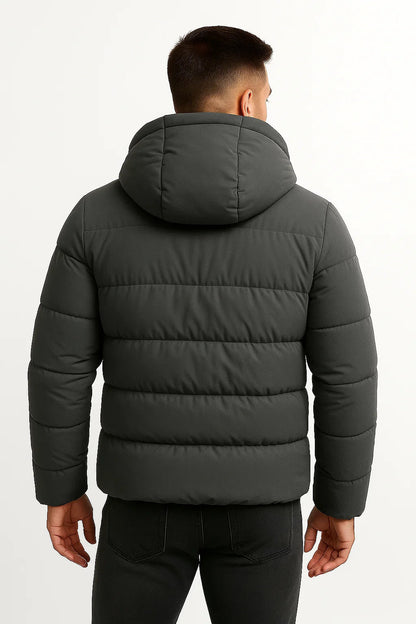 Herren Pufferjacke mit Kapuze – Isolierte Baumwollmischung Winterjacke