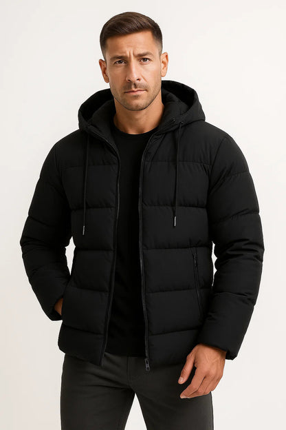 Herren Pufferjacke mit Kapuze – Isolierte Baumwollmischung Winterjacke