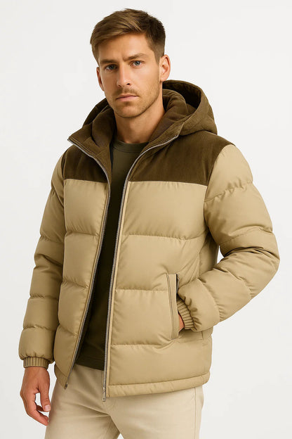 Herren Pufferjacke – Leichter Wintermantel mit Kapuze und Isolierung