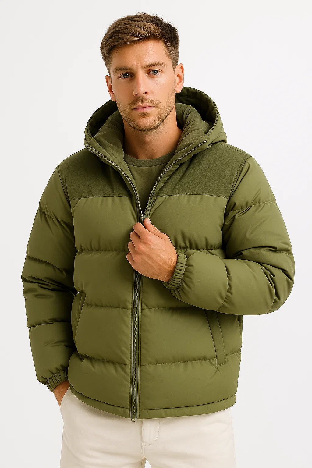 Herren Pufferjacke – Leichter Wintermantel mit Kapuze und Isolierung