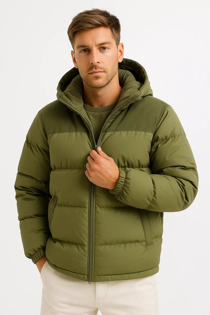 Herren Pufferjacke – Leichter Wintermantel mit Kapuze und Isolierung