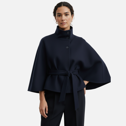 Eleganter Damen-Wollcape mit Gürtel