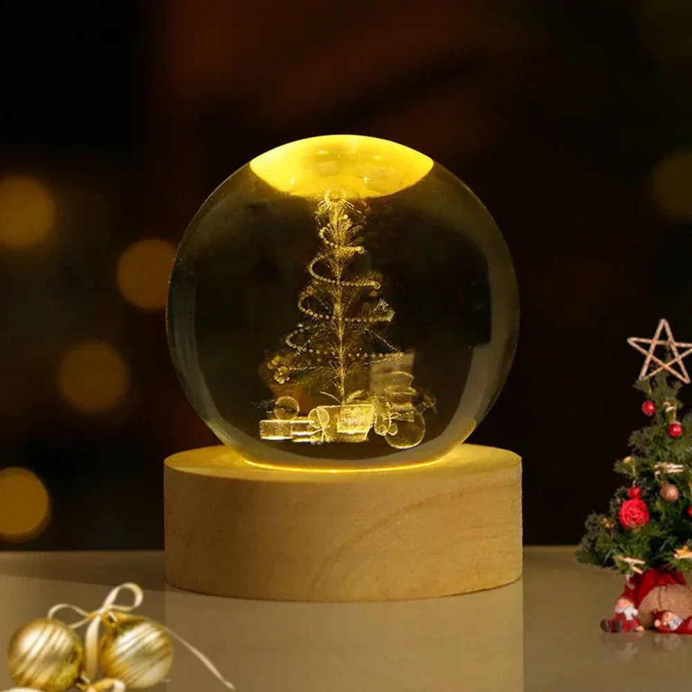LED Nachtlicht - 3D Kristallkugel - USB betrieben