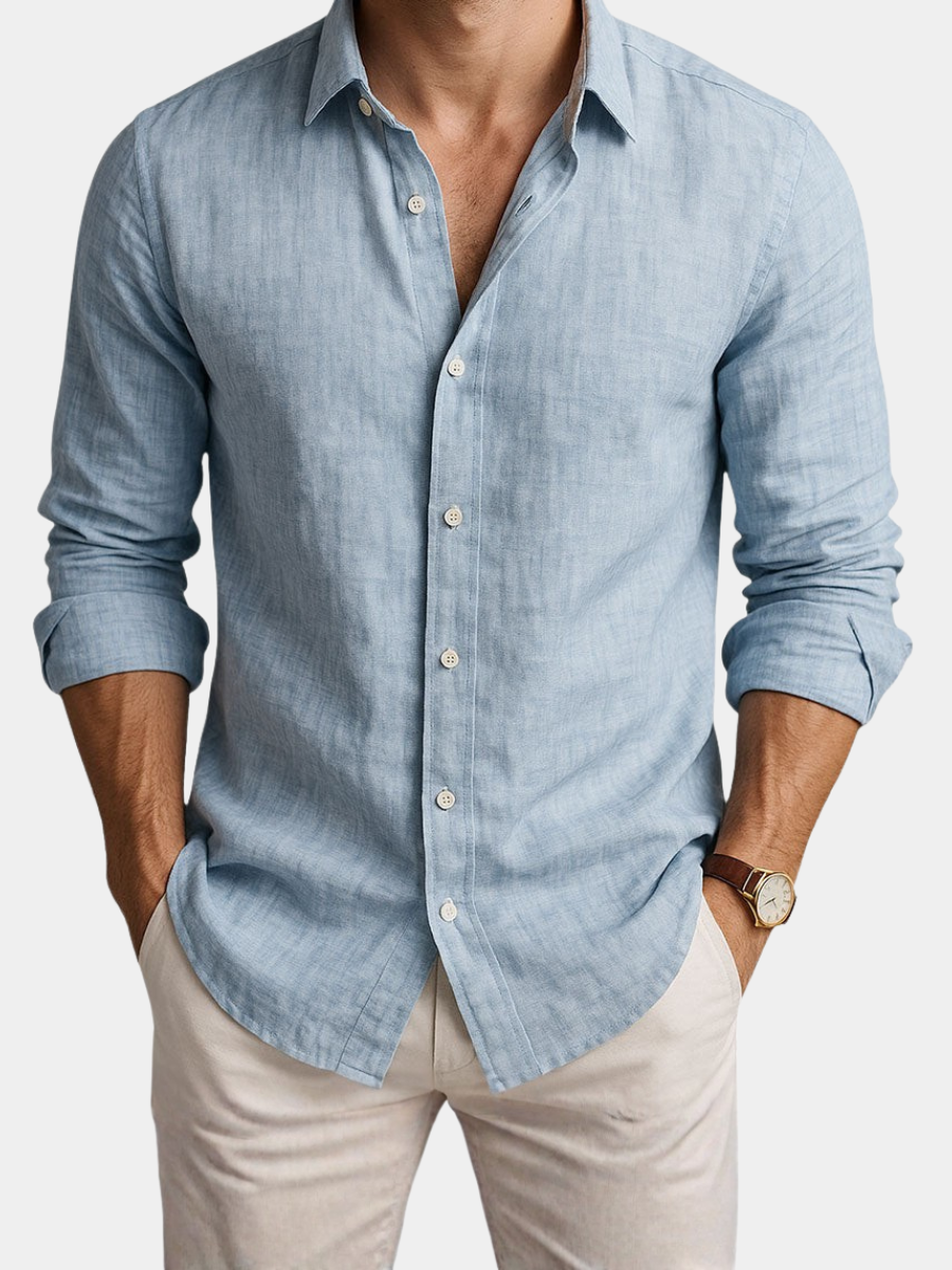 Leon | Herren Leinen Langarm Sommerhemd Casual