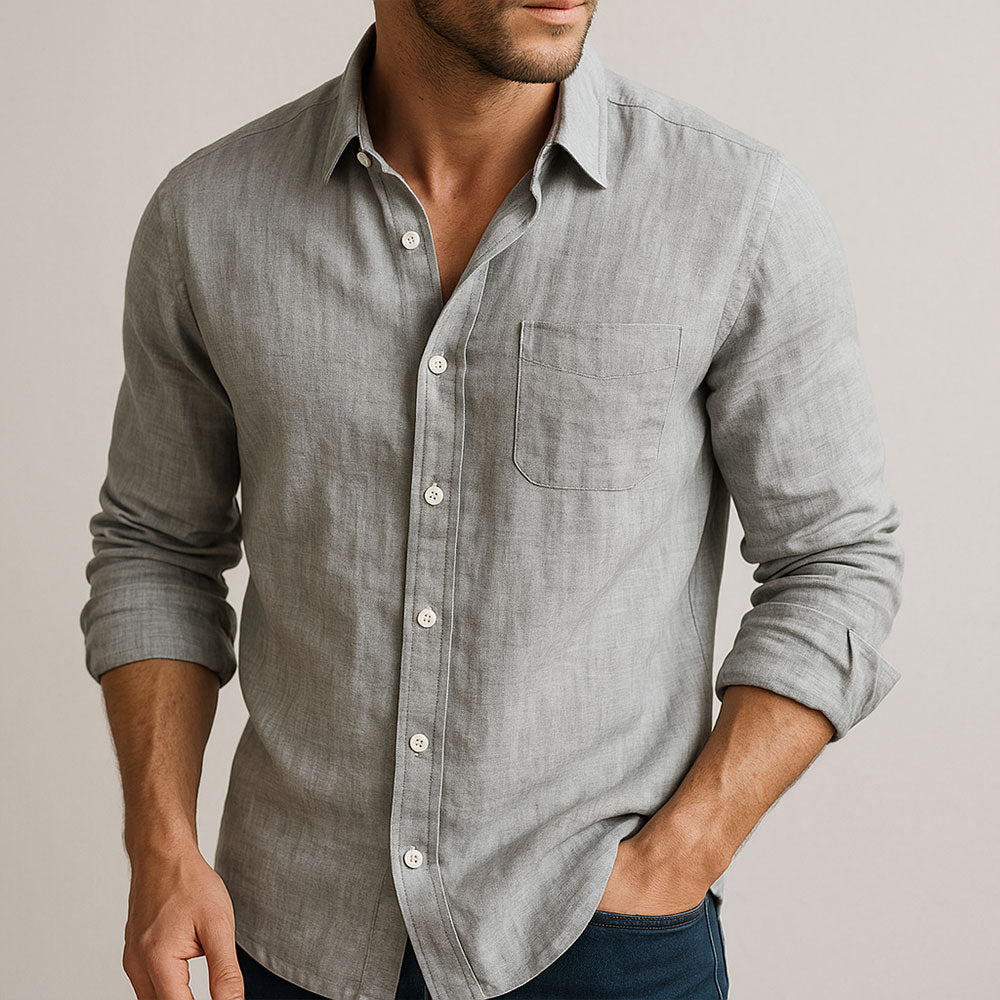 Leon | Herren Leinen Langarm Sommerhemd Casual
