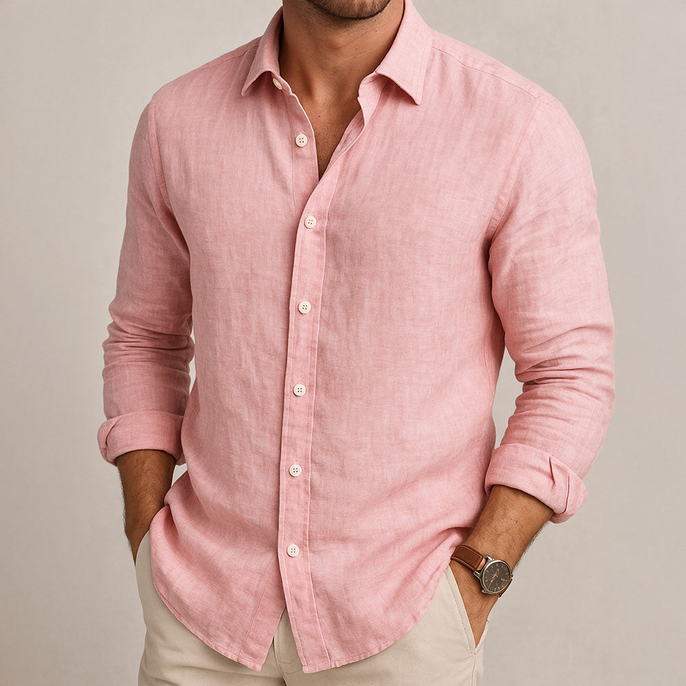 Leon | Herren Leinen Langarm Sommerhemd Casual