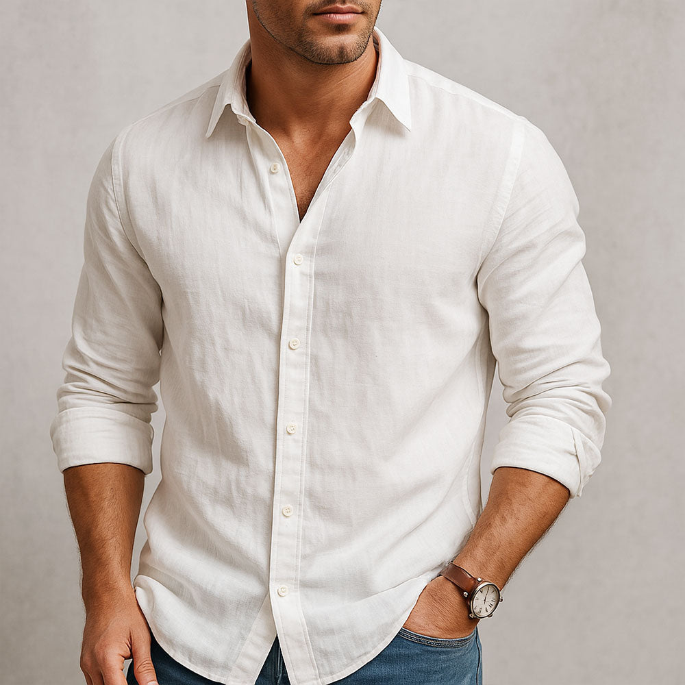 Leon | Herren Leinen Langarm Sommerhemd Casual