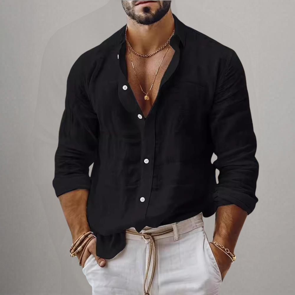 Leon | Herren Leinen Langarm Sommerhemd Casual