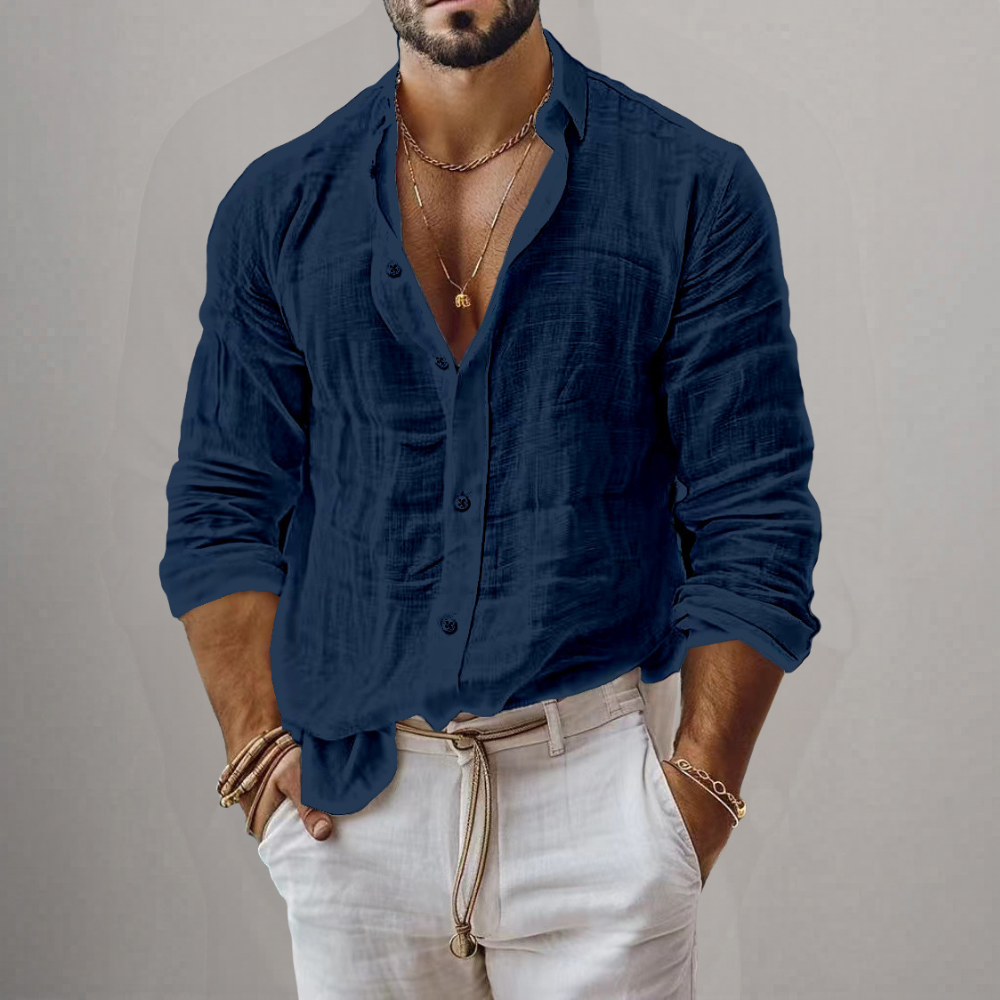 Leon | Herren Leinen Langarm Sommerhemd Casual