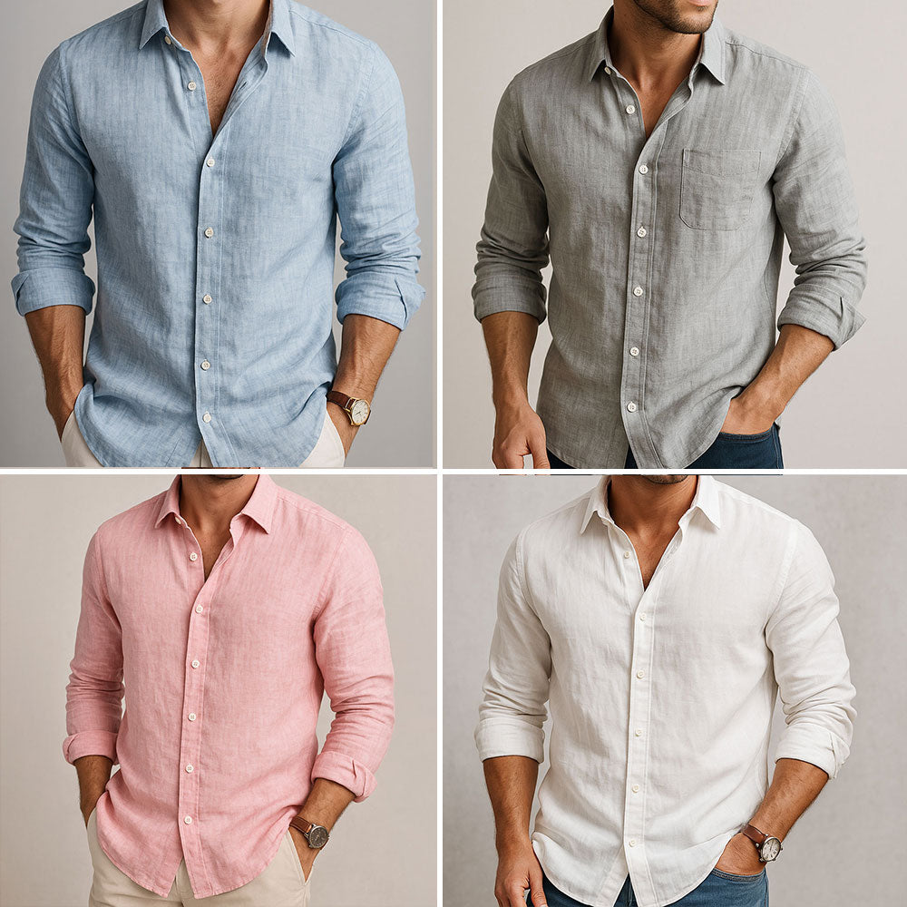 Leon | Herren Leinen Langarm Sommerhemd Casual