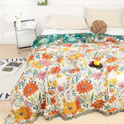 Floral Blooming All-Season Cotton Blanket 
