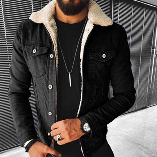 Winter Denim Jacke | Jeansjacke | Regulär Fit | Fleece Denim Jacke | Herrenjacke