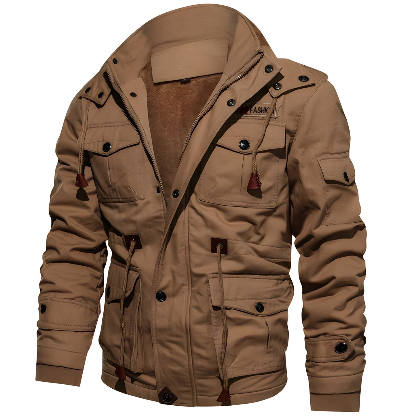 Cargo-Jacke | Mit Kapuze | Taschen | Fleecegefütterte Jacke | Herren Winterjacke