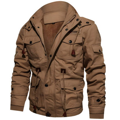 Cargo-Jacke | Mit Kapuze | Taschen | Fleecegefütterte Jacke | Herren Winterjacke