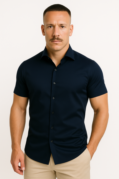 Kurzarmhemd - Herren schlichtes Slim-Fit Button-Up Hemd
