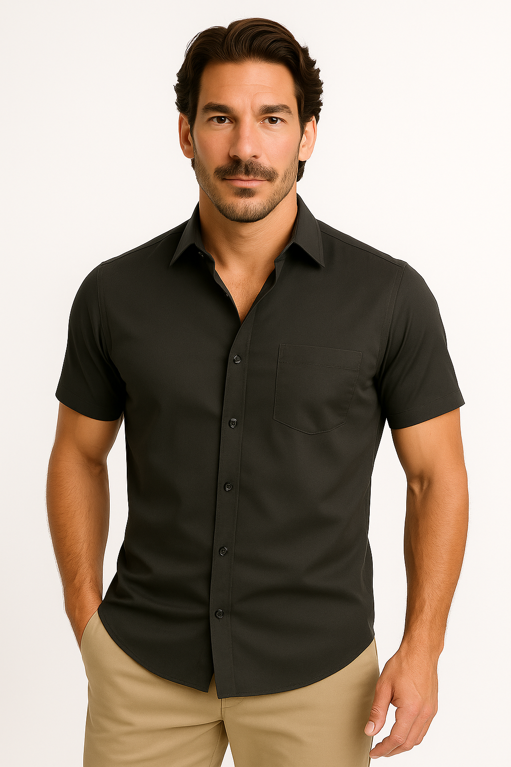 Kurzarmhemd - Herren schlichtes Slim-Fit Button-Up Hemd