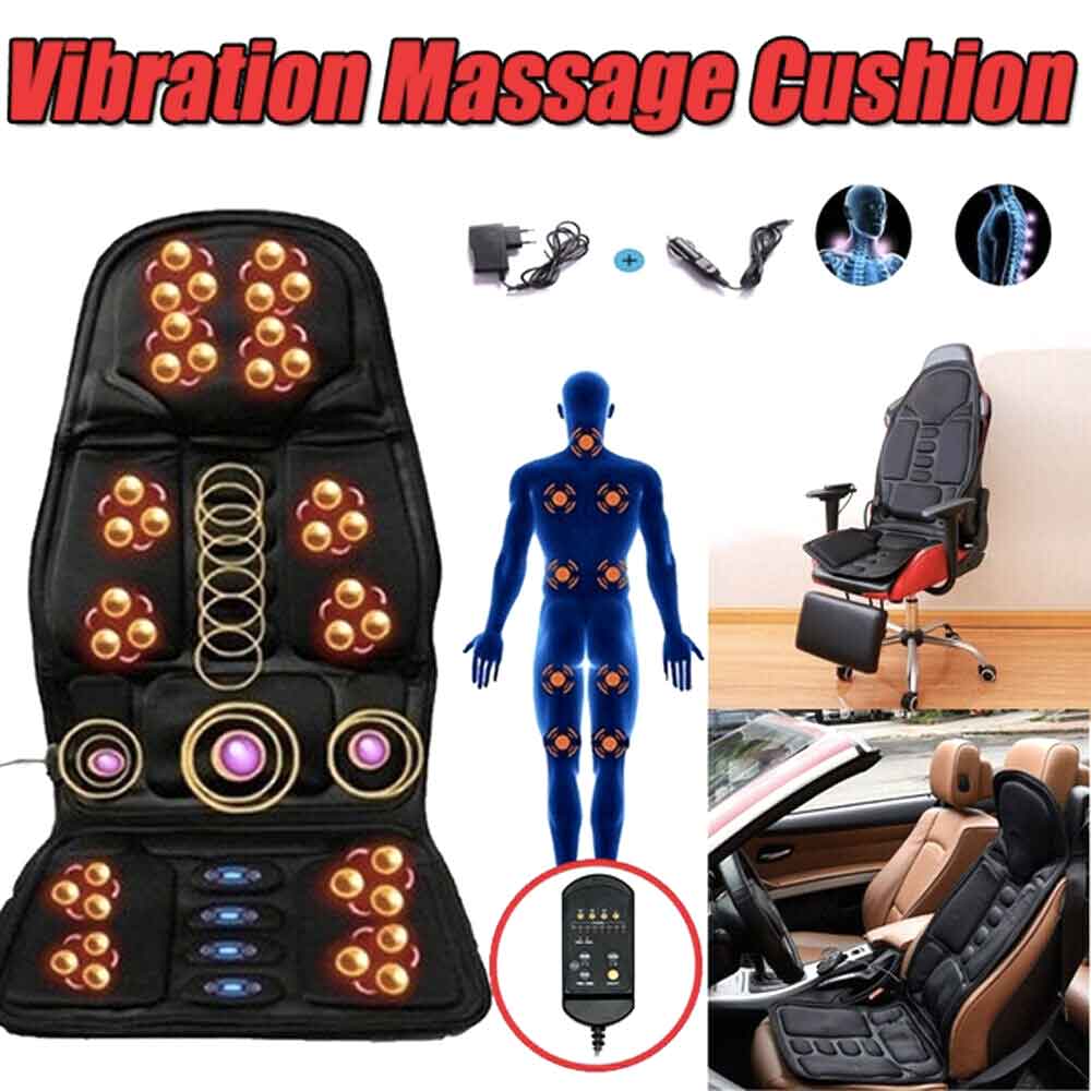 Ergonomische Massage-Sitzauflage | Shiatsu- & Vibrationsmassage für Nacken, Rücken & Oberschenkel | Zuschaltbare Wärmefunktion | Inkl. Auto-Adapter & Fernbedienung
