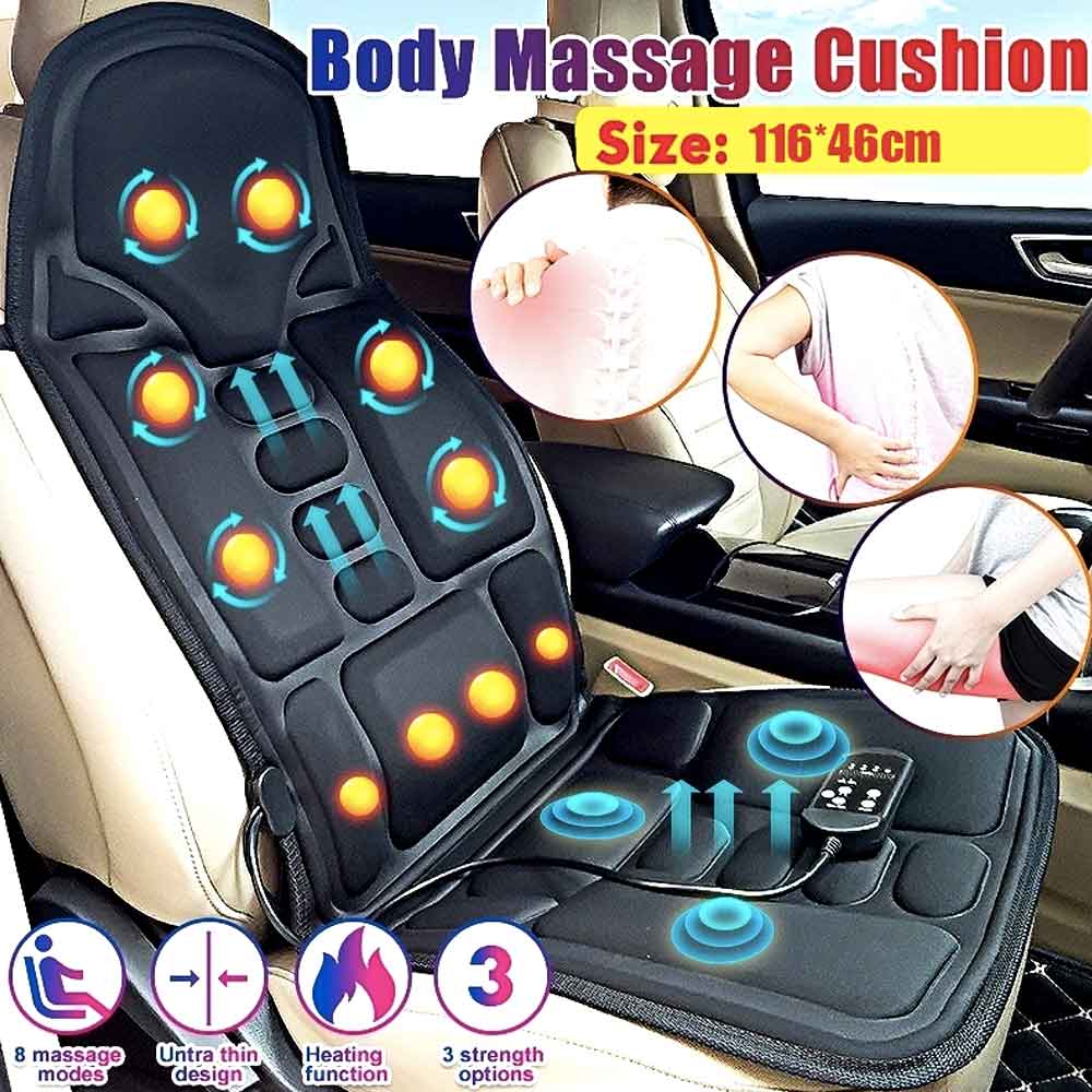 Ergonomische Massage-Sitzauflage | Shiatsu- & Vibrationsmassage für Nacken, Rücken & Oberschenkel | Zuschaltbare Wärmefunktion | Inkl. Auto-Adapter & Fernbedienung