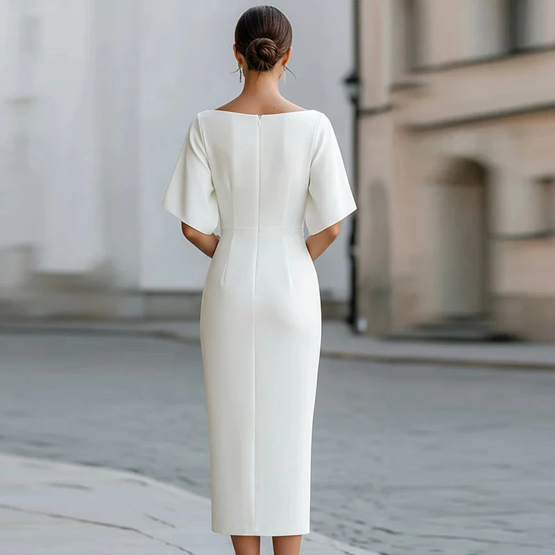 Matilda | Damen Midi Kleid mit Flatterärmeln Formal