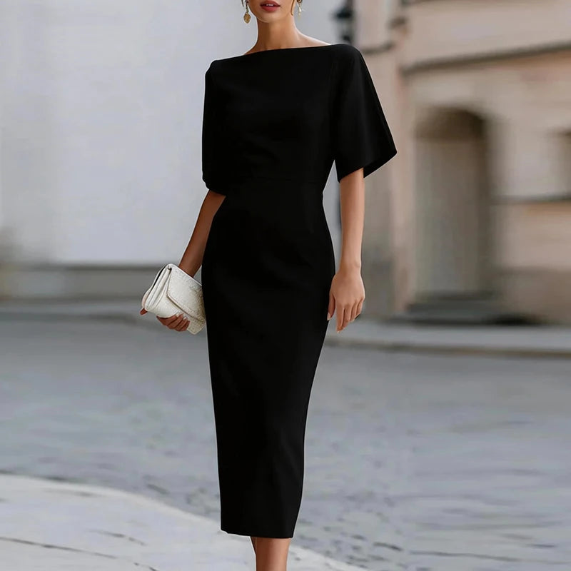 Matilda | Damen Midi Kleid mit Flatterärmeln Formal