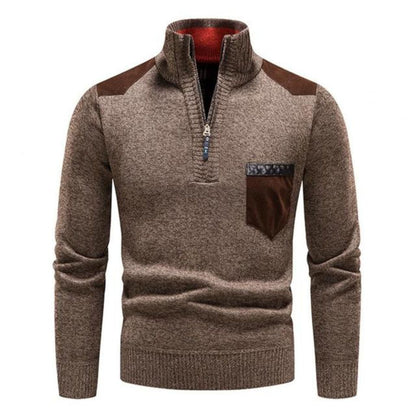 Herren Strick-Half-Zip Pullover | Stehkragen und praktische Seitentaschen