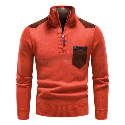 Herren Strick-Half-Zip Pullover | Stehkragen und praktische Seitentaschen