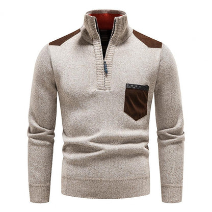Herren Strick-Half-Zip Pullover | Stehkragen und praktische Seitentaschen