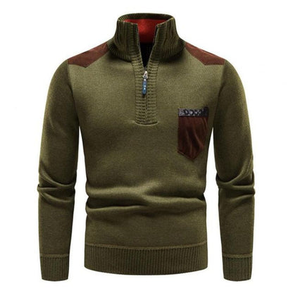 Herren Strick-Half-Zip Pullover | Stehkragen und praktische Seitentaschen