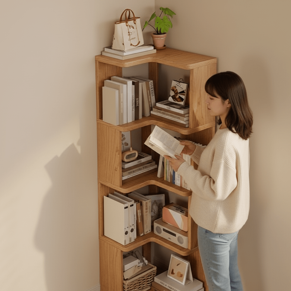 ARDENVELL – Eckschrank aus verarbeitetem Kiefernholz im skandinavischen Stil für platzsparende Eleganz & Funktionalität