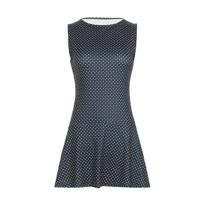 Damen ärmelloses Mini-Kleid mit Punkten und taillierter Taille