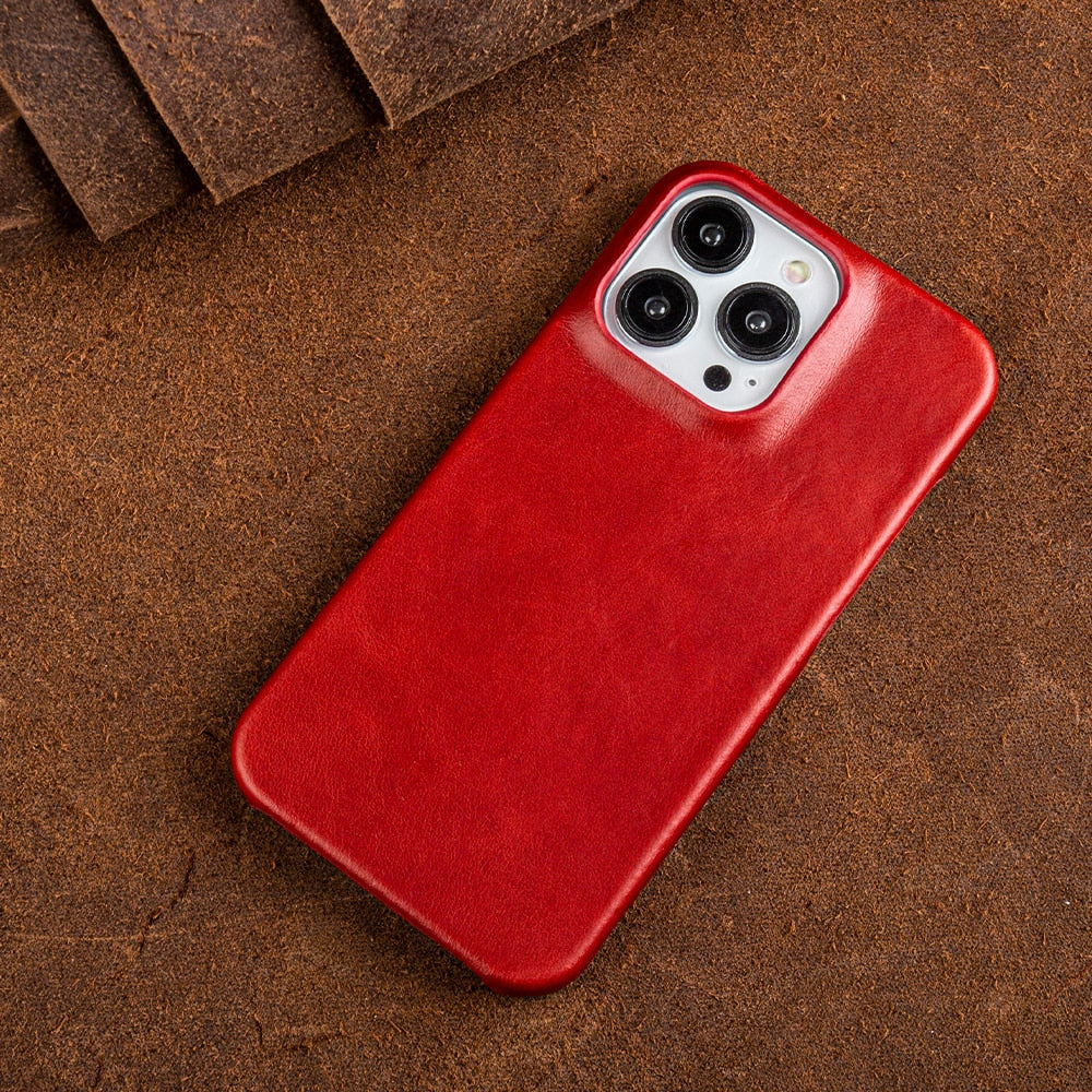 Ölwachs Echtes Leder Apple iPhone Hülle