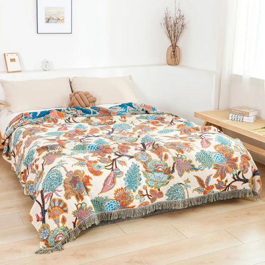 Decorative garden cotton blanket