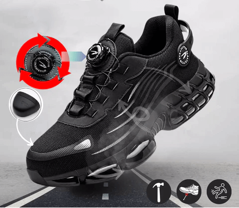 Herren Orthopädische Sicherheits-Sneaker | Stahlkappe mit Drehverschluss-Schnürung