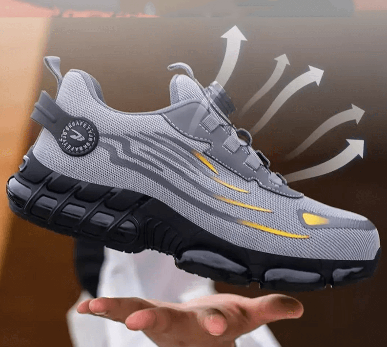 Herren Orthopädische Sicherheits-Sneaker | Stahlkappe mit Drehverschluss-Schnürung