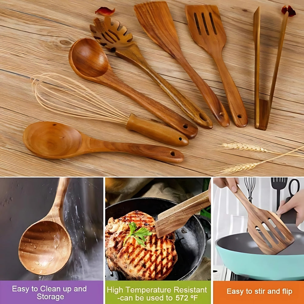 Premium Holz Kochutensilien | 7 Sets