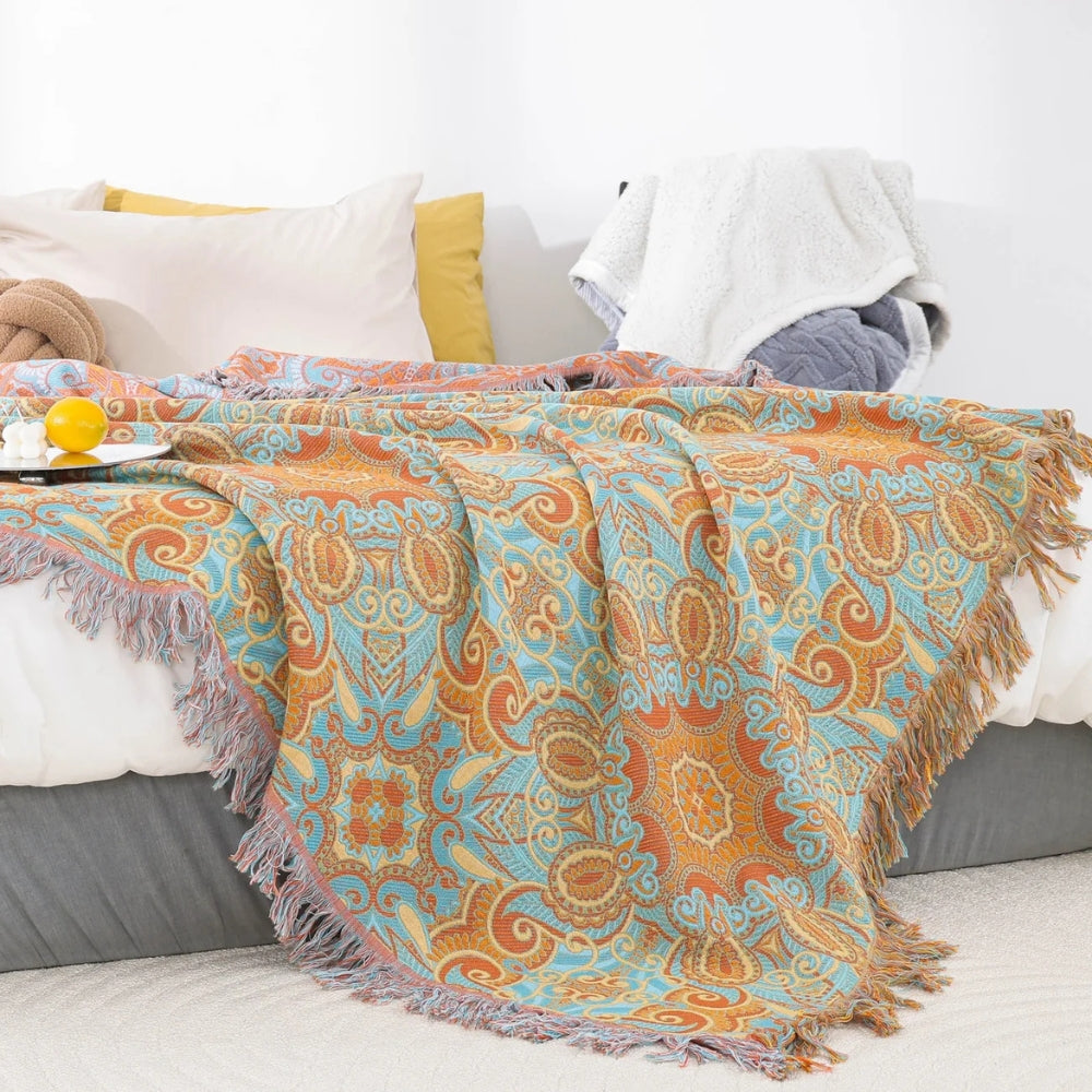 Umkehrbare Paisley Bohemian Baumwolldecke